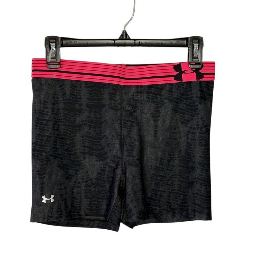 Under Armour gray snakeskin pattern with hot pink waist compression shorts - M